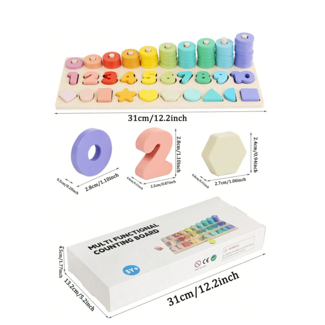 3-in-1 Wooden Educational Log Board