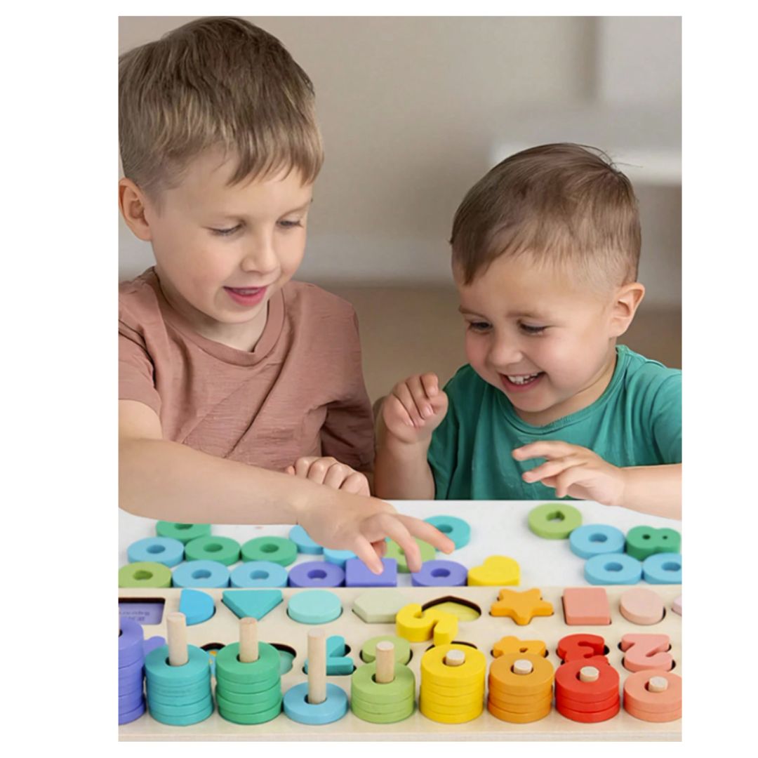 3-in-1 Wooden Educational Log Board