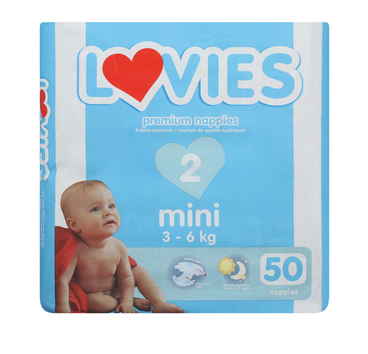 Lovies Mini Diapers Value Pack (50 Pack) – Size 2