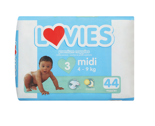 Lovies Midi Diapers Value Pack (44 Pack) – Size 3