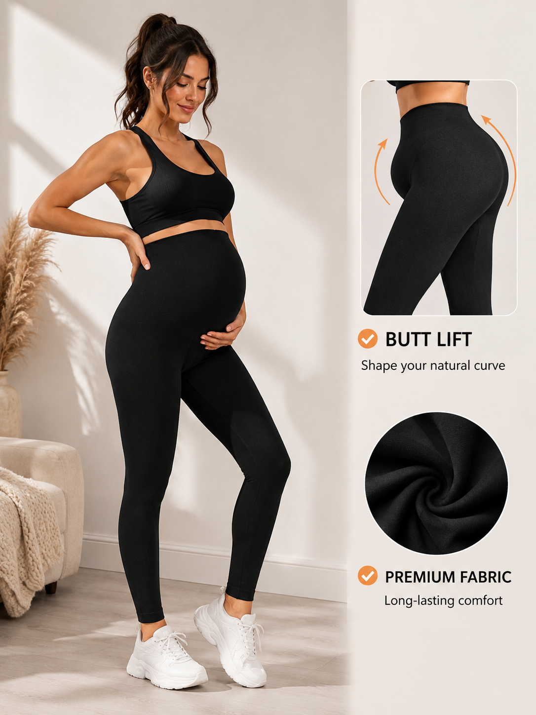 Black Seamless Maternity Leggings